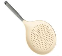 Louche en silicone avec long manche - Grande écumoire à fente pour huile chaude, soupe, pâtes - Cuillère à frire antiadhésive 36,5 cm (gris)