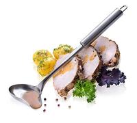 Louche KADAX, cuillère à sauce en acier inoxydable, cuillère à sauce avec manche long, louche, cuillère verseuse, cuillère de service avec crochet ovale, argent, va au lave-vaisselle