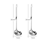 Louche Passoire en Acier Inoxydable 28,5x7,3x0,3cm à crochet | Manche Long, Cuilleron Profond, Surface Lisse sans Bavures, Égouttage Rapide pour Punch, Aliments Frits, Maison