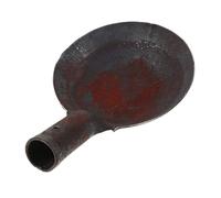 Louche Ronde en Fer Perforée, Manche Long, pour Terre et gravier | Surface Lisse Noire, Prise Confortable, Usage Portable, pour Jardins, Chantiers et Nettoyage de Poulailler