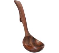 Louche soupe bois acacia naturel 24×7 cm, manche incurvé 24 cm, antiadhésive pour cuisine quotidienne Label