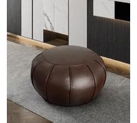 Louis Donné Pouf en cuir artisanal de qualité supérieure rond fait à la main de style ottoman sans rembourrage Marron foncé