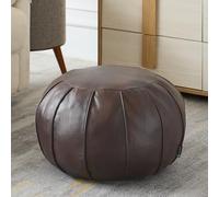 Louis Donné Pouf en cuir artisanal de qualité supérieure rond fait à la main de style ottoman sans rembourrage Marron