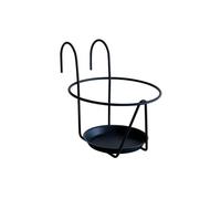 Louis Moulin Essentis Porte-Pots Soucoupe Crochet Noir Ø 20-22cm - Soucoupe Intégrée - Acier Époxy Anti-Rouille - Balcon