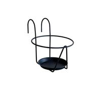 Louis Moulin Essentis Porte-Pots Soucoupe Crochet Noir Ø 25cm - Grands Pots - Soucoupe Intégrée - Acier Époxy Anti-Rouille