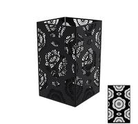 Louis Moulin Photophore Carré Design - Motif Fleur Stylisée - Lanterne Bougie en Métal Noir Charbon - H 30 x 17,5 cm - Décoration Intérieur et Extérieur