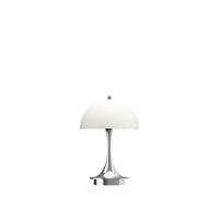 Louis Poulsen Lampe de table Panthella 160 Portable V3 LED rechargeable 23,8×16 cm Chrome opal beige