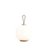 Louis Poulsen VL 45 Radiohus Portable Akku Tischleuchte, Brass / Glossy Pale Rose Glass