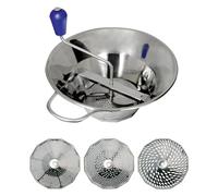 Louis Tellier - Moulin à légumes N°3 inox, presse-purée - 1,5kg/min | Fabriqué en France ; sauces, coulis, purées, compotes, soupes en 1,5kg/min ; 3 grilles Ø1,5/2,5/4mm incluses, manivelle ergo