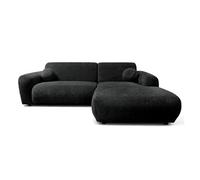 Louise - Canapé d'angle droit 4 places en velours texturé - Gris Anthracite