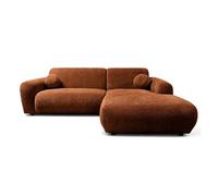 Louise - Canapé d'angle droit 4 places en velours texturé - Terracotta