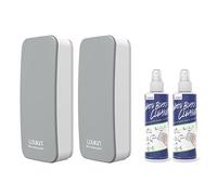 LOUKIN Set 2 Effaceurs Tableau Blanc Magnétiques, Nettoyant 2x100 ml, Gris | Forte Attraction Magnétique, Avec Nettoyant Tableau Blanc Certifié AP, ABS & Feutre, Nettoyage Efficace, Pour ureau