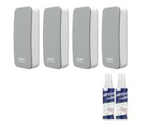 LOUKIN Set 4 Effaceurs Tableau Blanc Magnétiques, Nettoyant 2x100 ml, Gris | Forte Attraction Magnétique, Avec Nettoyant Tableau Blanc Certifié AP, ABS & Feutre, Nettoyage Efficace, Pour ureau