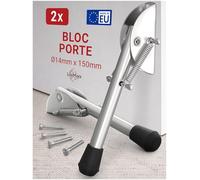 LouMaxx Bloque Porte - Lot de 2 Butoirs de Porte 14x150mm Galvanisées - Butée de Porte par Extérieure - Ressort de Porte Idéal Pour Empêcher les Portes ou Portails de Claquer.