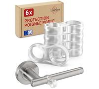 LouMaxx Butée de Porte - Jeu de 6 Pièces, Transparent, Double Butoir Porte - Amortisseur Porte - Protège Porte - Cale Fenêtre - Installation Facile et Rapide, Protection des Murs et des Meubles