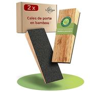 LouMaxx cale porte sol bambou lot de 2, bois - cale de porte en bambou naturel - cale porte bois - cale en bois - cale - cale porte bambou - cale bois