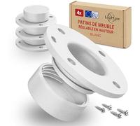 LouMaxx Pieds de Meuble Réglables Lot de 4 Blanc - Mini Pied réglable à Visser pour rehausse de Meuble et Mise à Niveau du Sol - ABS Robuste avec capacité 200 kg | Ajustement Fin continu 5 mm