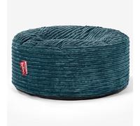 Lounge Pug Gros Pouf Rond Ottoman en Velours Côtelé, Repose-Pied de Salon Ottoman, Poufs Tabouret Rond, Bleu Canard