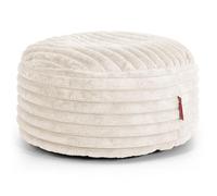 Lounge Pug Gros Pouf Rond Ottoman en Velours Côtelé Ultra Pelucheux, Repose-Pied de Salon Ottoman, Poufs Tabouret Rond, Crème