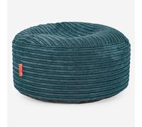 Lounge Pug Gros Pouf Rond Repose-Pieds en Velours Côtelé, Pouf Pratique pour Salon, Chambre, Tabouret de canapé, Bleu Canard