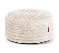Lounge Pug Gros Pouf Rond Repose-Pieds en Velours Côtelé Ultra Pelucheux, Pouf Pratique pour Salon, Chambre, Tabouret de canapé, Crème