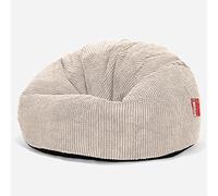Lounge Pug Pouf Poire Classique pour Adulte Texturé Gaufré Pom Pom - Confortable, Facilement Transportable - Ivoire