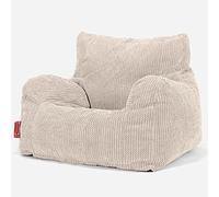 Lounge Pug Pouf Poire Fauteuil Texturé Gaufré Pom Pom - Pouf Salon, Adulte, Chambre Ado - Ivoire