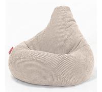 Lounge Pug Pouf Poire Gamer Texturé Gaufré Pom Pom - Facilement Transportable, Assise Confortable, Pouf Salon, Adulte, Chambre Ado - Ivoire