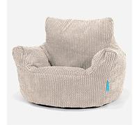 Lounge Pug Pouf poire pour enfant avec pompons en tissu gaufré Ivoire