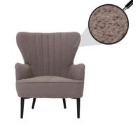 Lounge-Sessel HWC-K37, Cocktail-/Ohrensessel Polsterstuhl Retro Vintage Stoff Bouclé (600g/m²) Öko-Tex hellgrau Gris