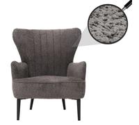 Lounge-Sessel HWC-K37, Cocktail-/Ohrensessel Polsterstuhl Retro Vintage Stoff Chenille (500g/m²) Öko-Tex gris foncé