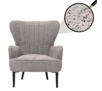Lounge-Sessel HWC-K37, Cocktail-/Ohrensessel Polsterstuhl Retro Vintage Stoff Chenille (500g/m²) Öko-Tex gris