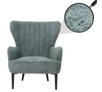 Lounge-Sessel HWC-K37, Cocktail-/Ohrensessel Polsterstuhl Retro Vintage Stoff Chenille (500g/m²) Öko-Tex bleu-vert