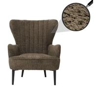 Lounge-Sessel HWC-K37, Cocktail-/Ohrensessel Polsterstuhl Retro Vintage Stoff Chenille (500g/m²) Öko-Tex vert-brun