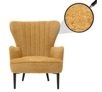 Lounge-Sessel HWC-K37, Cocktail-/Ohrensessel Polsterstuhl Retro Vintage Stoff Chenille (500g/m²) Öko-Tex jaune