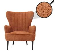 Lounge-Sessel HWC-K37, Cocktail-/Ohrensessel Polsterstuhl Retro Vintage Stoff Chenille (500g/m²) Öko-Tex orange