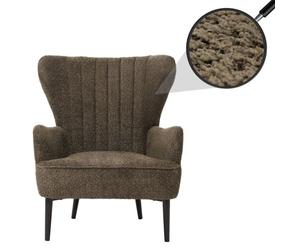 Lounge-Sessel HWC-K37, Cocktail-/Ohrensessel Polsterstuhl Retro Vintage Stoff Chenille (500g/m²) Öko-Tex vert-brun