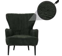 Lounge-Sessel HWC-K37, Cocktail-/Ohrensessel Polsterstuhl Retro Vintage Stoff Velours (290g/m²) Öko-Tex vert foncé