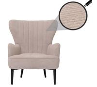 Lounge-Sessel HWC-K37, Cocktail-/Ohrensessel Polsterstuhl Retro Vintage Stoff Velours (290g/m²) Öko-Tex beige