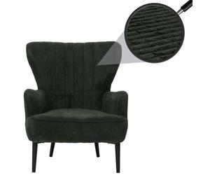 Lounge-Sessel HWC-K37, Cocktail-/Ohrensessel Polsterstuhl Retro Vintage Stoff Velours (290g/m²) Öko-Tex vert foncé