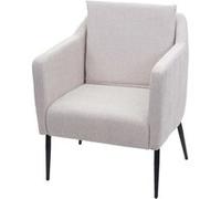 Mendler Fauteuil de salon HWC-H93a – Fauteuil cocktail relax en tissu crème-beige