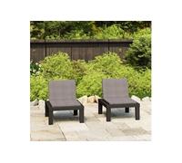 vidaXL Chaises de jardin avec coussins 2 pcs. Plastique gris
