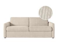 Canapé convertible express 3 places AGATHE 140x190cm en velours côtelé - Beige - Matelas 13cm - L178 x P96 x H88cm - LOUNGITUDE