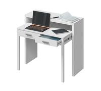 LOUNGITUDE - Bureau Console Extensible 2 tiroirs L100 cm - Blanc 99 x 36 x 88 cm