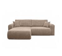 Canapé ALYA d'angle compacte réversible et convertible 4 places en velours côtelé - Taupe