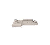Canapé d'angle gauche 5 places RIO convertible avec coffre en tissu - Beige - L271 x P192 x H70cm - LOUNGITUDE