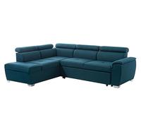 LOUNGITUDE - Canapé d'angle Convertible en Tissu Bleu - Angle Gauche