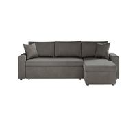 LOUNGITUDE Canapé d'angle Maria réversible et Convertible avec Coffre en Velours