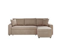 LOUNGITUDE - Canapé d'angle réversible, Convertible en Velours avec Coffre Grège