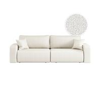 LOUNGITUDE Canapé Droit 3 Places ALYA Convertible en Tissu Bouclette
